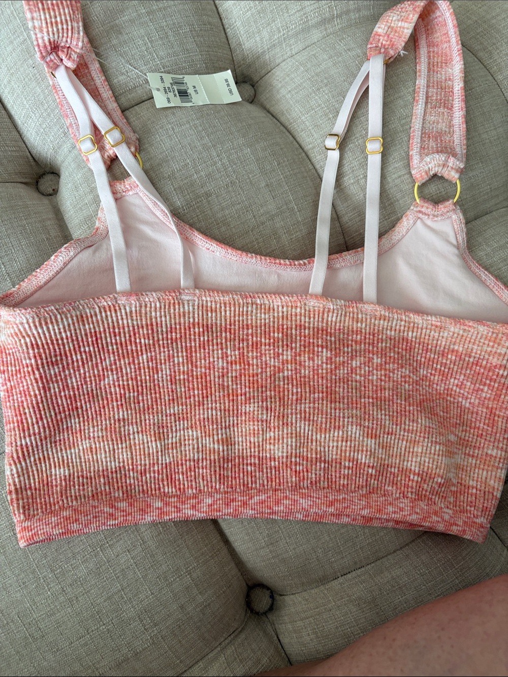 aerie Ribbed Bralette in Coral Pink Tie-Dye - Picture 3 of 4